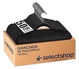 SELECTSHOP Set De 50 Ganchos Metalicos Cubiertos con Terciopelo Negro Perchas De Alta Calidad Resistentes Ganchos Delgados...