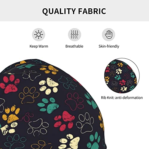 Dog Paw Prints Beanie Hat Funny Sleep Cap Headwear Hats Neck Gaiter Headscarf For Women Men #TOP6