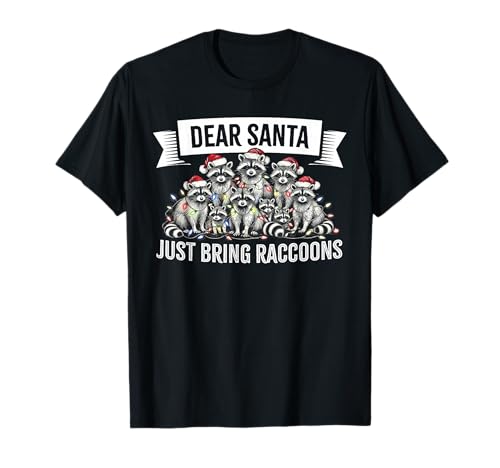 Funny Dear Santa Just Bring Ratons Laveurs Christmas Lights Pyjama T-Shirt