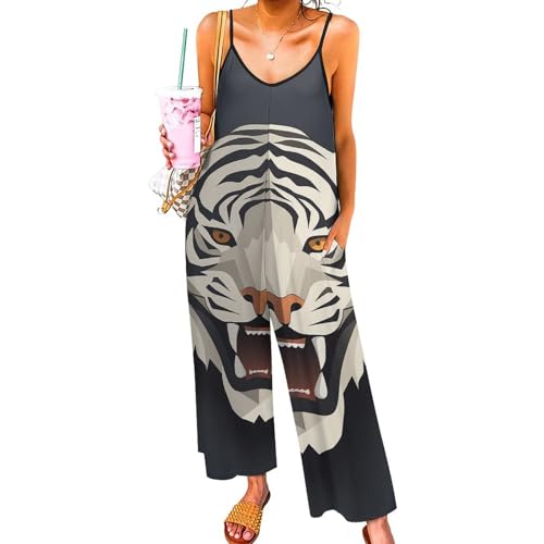 Combinaison tête de tigre pour femme : coupe ample décontractée et sans manches