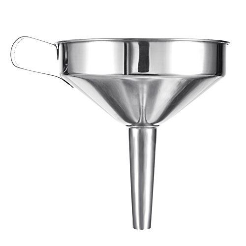 Kitchen Funnel with Detachable Filter Strainer,8-Inch,Silver