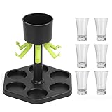 Creative 6 Shot Glass Dispenser And Holder, Shots Game Accessories, Fair Pouring Dispenser, Glass Tray Set, No One Can Raise Fish Now (with 6 cups)