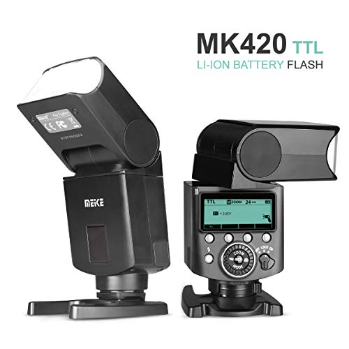 Meike Mk420N Ttl Li-Ion Battery Camera Flash Speedlite With Lcd Display Compatible With Nikon D850 D810 D3400 D3300 D3500 Z6 Z7 And Other Dslr Cameras + Lithium Battery +Diffuser+Battery Charger #TOP1