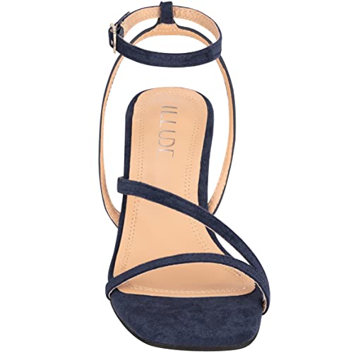 ILLUDE Women’s Ankle Strap Sandal Heels Low Kitten Heel Square Toe Strappy Heeled Sandals – Hera4
