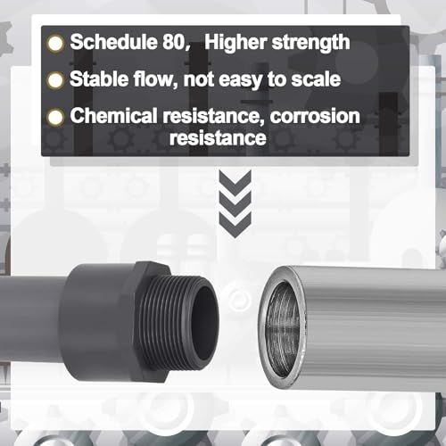 Image of 4 Pcs 1-1 /2 Inch PVC Pipe Fitting Male Adapter Schedule 80 Socket x Npt Compatible with 836 Series Heavy Duty Industrial Grade Corrosion Resistant Plumbing Irrigation Connector for Water