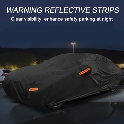 Image of X AUTOHAUX Car Cover Outdoor Waterproof Sun Rain Snow Hail Protection with Left Side Door Zipper 210D-PU for Genesis G80