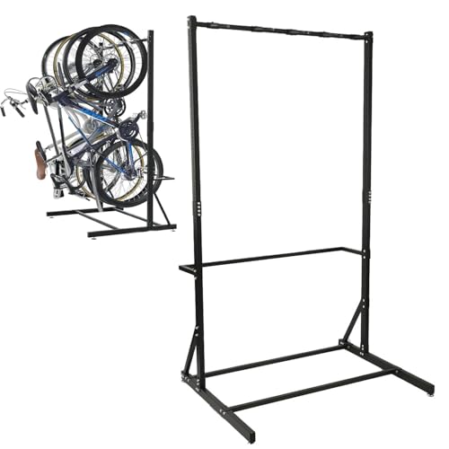 ECUTEE Supporto per 5 Biciclette, Portabici da Terra per Garage e Casa, Supporto Verticale per Bici Senza Fori, Regolabile Supporti a Piedi per Bici per interni ed esterni Fino a 160KG