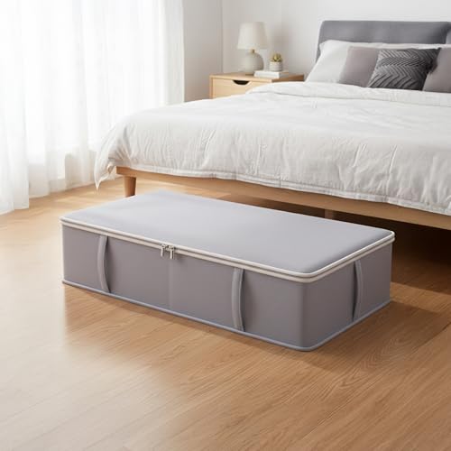 Image of HomeEssentials underbed storage with zippers, oversized quilt bags, comforter storage case, heavy-duty blanket organizer, winter clothes storage, storage bags, bedding containers.