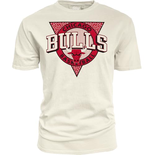 Chicago Bulls NBA Officially Licensed T-Shirt Ringspun Triblock Ivory, Large