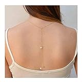 Yfe Back Necklace Pearl Backdrop Necklace Gold Body Chain Jewelry for Women and Girls Bridal Jewelry