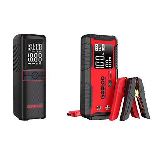 GOOLOO GT160 Tire Inflator Portable Air Compressor for Car Motorcycle Bike Ball & GT4000S Car Battery Charger Jump Start - Detailed View