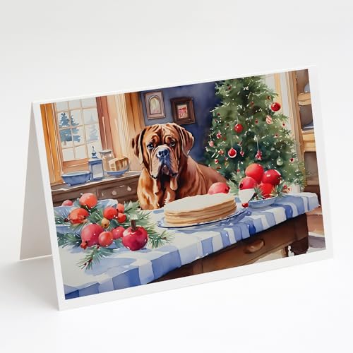 Caroline's Treasures DAC3781GCA7P Dogue de Bordeaux Christmas Cookies Greeting Cards Pack of 8 Blank Cards with Envelopes Whimsical A7 Size 5x7 Blank Note Cards