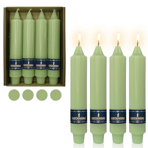 Green Taper Candle Dripless Candlesticks - Gedengni 4pcs Unscented Candles Long Candle Sticks 7inches Tapered Candles for Home Party Wedding Restaurant Holiday Decor,18D-LGRE