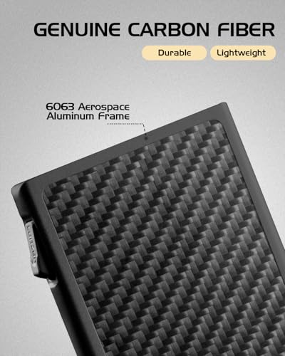LORZOR Carbon Fiber Wallet for Men, 0.3IN Ultra-slim Minimalist Card Holder with Money Clip, Trigger Button for Quick Card Access, Ultra-light Aerospace Aluminum, RFID-Blocking, Gift Box