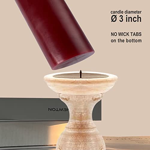 Mozeal 3" X 4" Hand-Poured Unscented Candle,Dripless Pillar Candle Set Of 3,Long Clean Burning,Approx 72 Hours Burn Time,Rustic Country Style,Wedding,Dinner,Christmas And Home Decor,Dark Red #TOP3