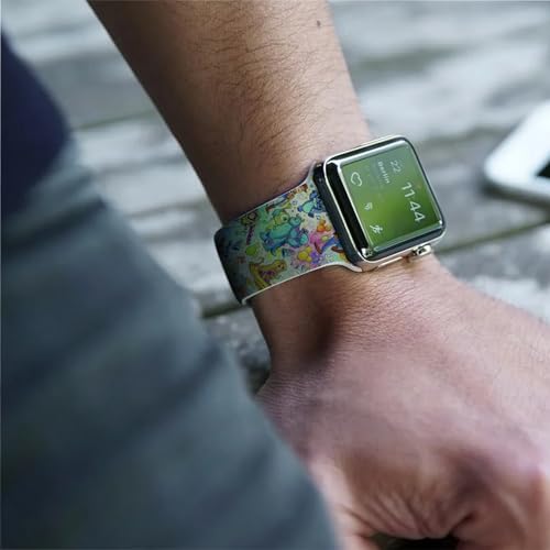 Cartoon Band Compatible with Apple Watch 38mm/40mm/41mm/42mm/44mm/45mm/46mm, Cute Bands Replacement for Apple Watch Series 10 9 8 7 6 5 4 3 SE2, Silicone iWatch Band for Women Men by AXCOFYER7 - Used condition - Image 3