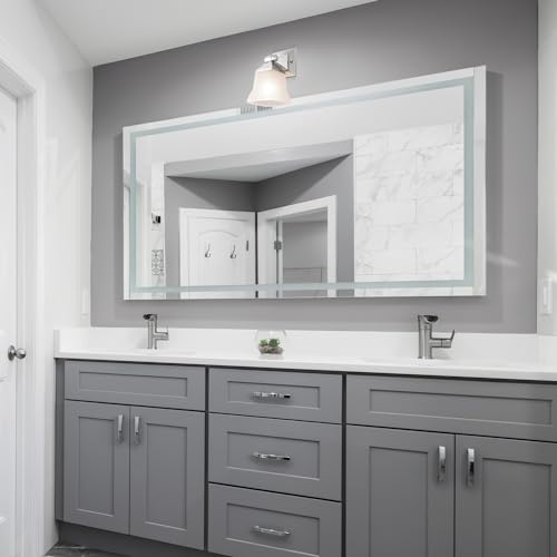 Image of Diodesy- 5-Inch Bathroom Vanity Square Bell Sconce 1-Light Fixture 100W Max E26 Medium Base Sockets Use A19 Bulb(Not Included) Brushed Nickel & Frosted Glass Shade ETL Listed- for Living Room Bedroom