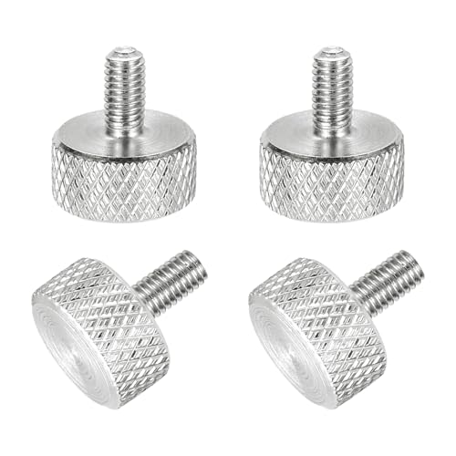 MECCANIXITY 4 Pcs M3x6mm Flat Head Knurled Thumb Screws, 304 Stainless Steel Fully Threaded Thumbscrew Bolts Fasteners for PC Computer Cases Graphics Card, Silver