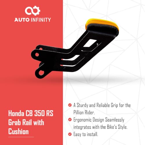 Image of Auto Infinity Grab Rail with Comfort Cushion Compatible with Honda CB350-RS (Yellow, Pack of 1)