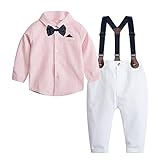 Hzxvic Little Tuxedo For Baby Suspender Outfit Set，2pcs Formal Suits For Infants，Newborn Long...