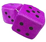 Purple Hanging Dice Pair / Purple-Fuschia 3' Plush Hanging Dice with Black Dots - Purple Fuzzy,...