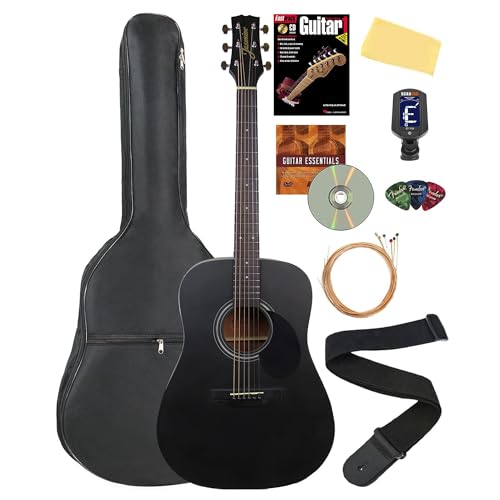 Jasmine S35 Dreadnought Acoustic Guitar Bundle (Matte Black)