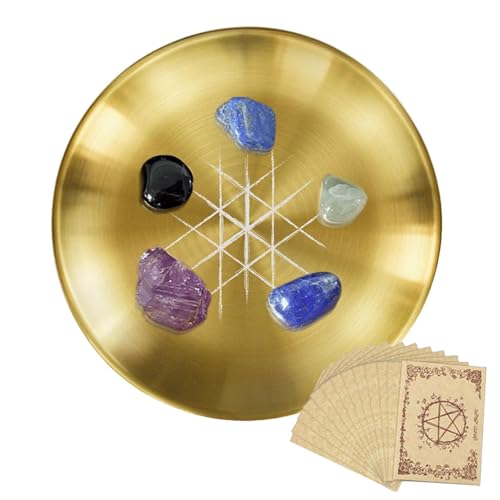 Portavelas de Pilar | Plato de Tarot de Acero Inoxidable de 5.5 Pulgadas, Soporte Decorativo para Velas de té, bandejas de joyería, decoración del hogar para Uso de Yoga