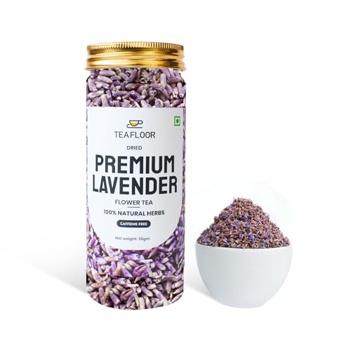 Image of TEAFLOOR 100% Dried Natural Lavender Buds Flower Tea: Aromatherapy in every cup || Reduce stress, Authentically Flavorful and Adaptable || Whole Flower Buds, Caffein Free || 35g (Pack of 4) ||