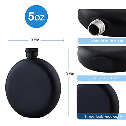 Matte Black Flask - Stainless Steel Hip Flask With Funnel Portable Wine Flask Drinkware Accessories, For Women Men Party Drink Bar Bbq Whiskey And Traveling, Capacity 5Oz,8Pcs #TOP1