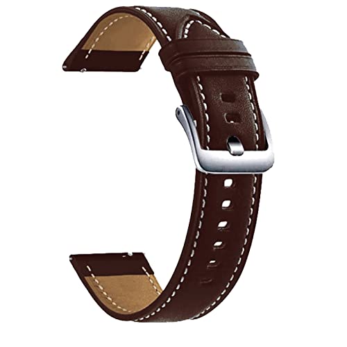 Bracelet montre connecté cuir marron résistant pour remplacer silicone Huawei GT2