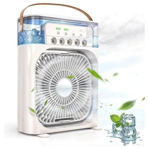 Mini Ventilador Climatizador de Mesa Escritório Refrigerador de Ar Portátil USB 3 Velocidades Led USB-C Ambientes Pequenos (Branco)