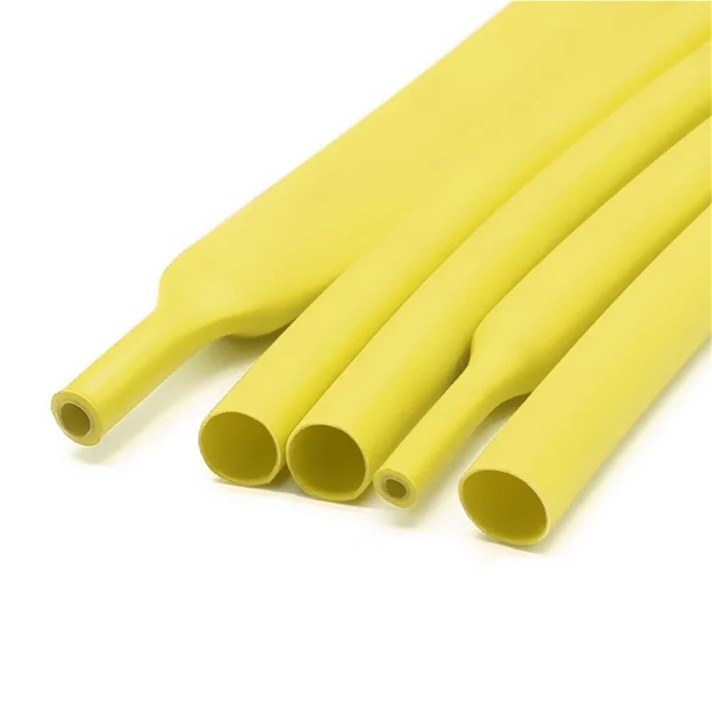 JWOO Gaine thermorétractable 10 m 3:1 avec Colle, Gaine de câble en polyoléfine, Rapport de rétrécissement Assorti, Gaine adhésive(Yellow,19.1mm)