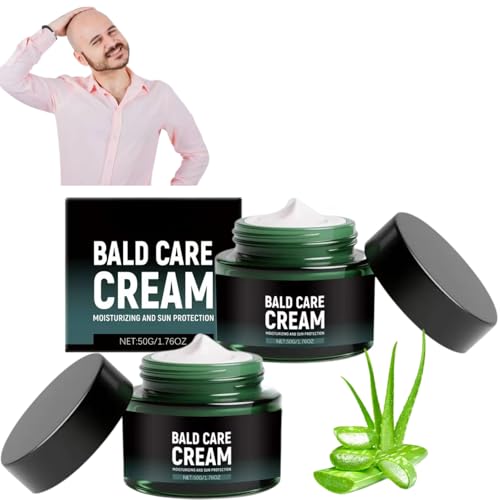 2Pcs Bald Head Cream with SPF 25 | Mattifying Moisturiser for Men & Scalp Care | Non-Greasy, Fast Absorb Formula | Dry Scalp Treatments | Daily Face Moisturiser & Post Shave Balm | Gifts for Dad.