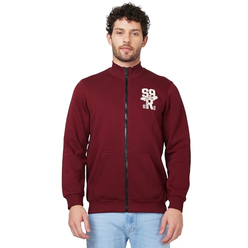 Image of Spykar Blended Slim Fit Round Neck Full Sleeve Sweatshirt for Men