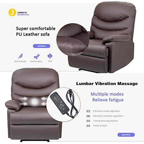 image for JUMMICO Recliner Chair PU Leather Sofa Adjustable Home Theater Seating