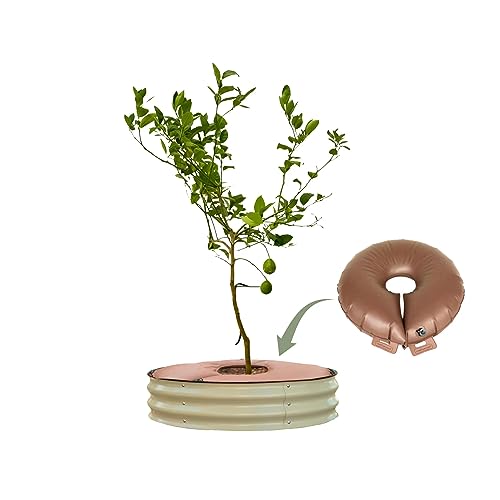 Image of Vego garden Raised Garden Bed 8 inch Tall Tree Surround with Watering Ring, Pearl White