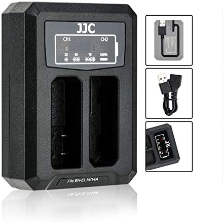 JJC USB Triple Battery Charger Adapter for Ricoh GRIII WG-6, Olympus Tough TG-6, TG-5, TG-4, TG-3, TG-2, TG-1, Stylus X-Z2 iHS, SP-100 Digital Cameras for Ricoh DB-110, Olympus LI-90B Battery