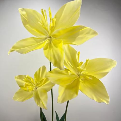 Décoration d'intérieur fleurs artificielles de sol avec base et 3 têtes florales