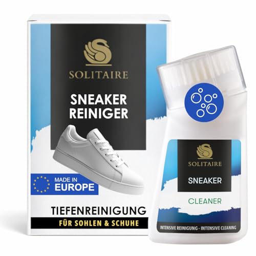 SOLITAIRE Sneaker Cleaner | Sneaker Intensiv-Reiniger | 75 ml | Profi-Reinigung für Sneaker und Schuhe | Sneaker-Reiniger mit integrierter Bürste zur Schuh-Reinigung und effektiven Fleckenentfernung