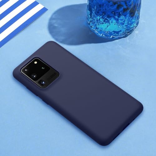 Image of MOBILOVE Back Cover Case for Samsung Galaxy S20 Ultra | Pure Liquid Soft Matte Silicone Case with Logo and Comes with Camera and Screen Protection Back Cover for Samsung Galaxy S20 Ultra (Blue)