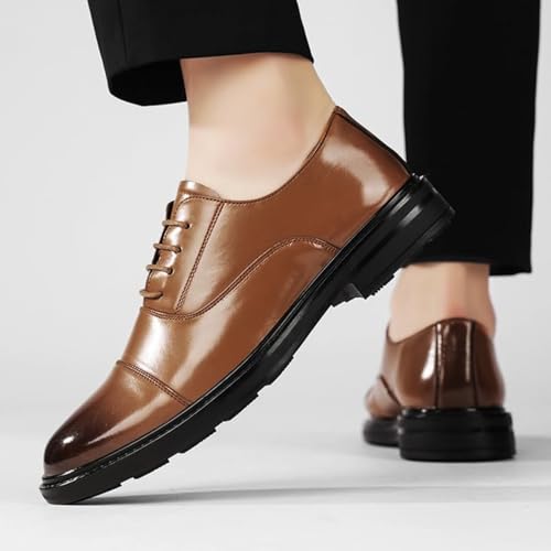 Men's Leather Lace Up Platform Work Oxfords Handmade Male Comfortable Business Shoe Genuine Leather Large Size Low Top Leather Shoes Casual Loafers3