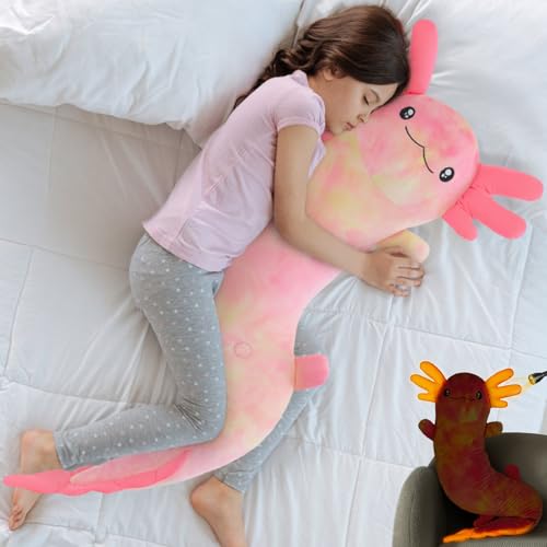 Image of MaoGoLan 48 inch Axolotl Plush Pillow, Glow in The Dark Plush Toy, Rainbow