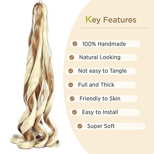 Extensions cheveux synthétiques bouclés 61 cm P27/613 parfaits pour soirées et mariages - 3