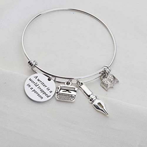 UJIMS Writer Gift Writer Charm Bracelet A Writer is A World Trapped in A Person Literary Gift for Author Novelist Writing Jewelry for Her2