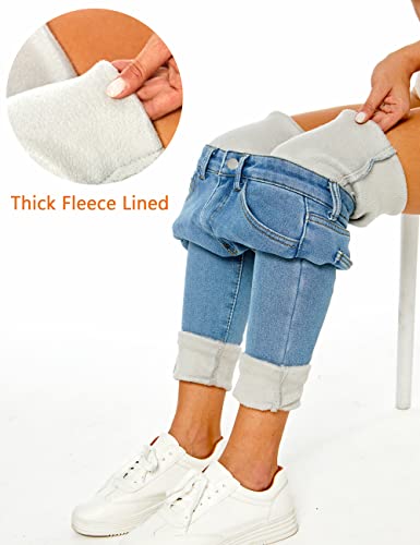 Ugerlov Women's Fleece Lined Jeans High Waisted Stretch Denim Skinny Pants Winter Warm Slim Fit Jeggings, Light Blue Medium #TOP1