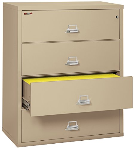 Fireking Fireproof Lateral File Cabinet (4 Drawers, Impact Resistant, Water Resistant), 44" W X 22" D, Parchment, Made In Usa #TOP3