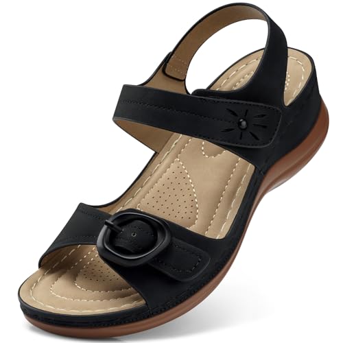 Image of SHIBEVER Wedge Sandals Women Comfortable: Sandals for Women 2026 Dressy Summer Ankle Strap Open Toe Low Heel Platform Wedges Shoes
