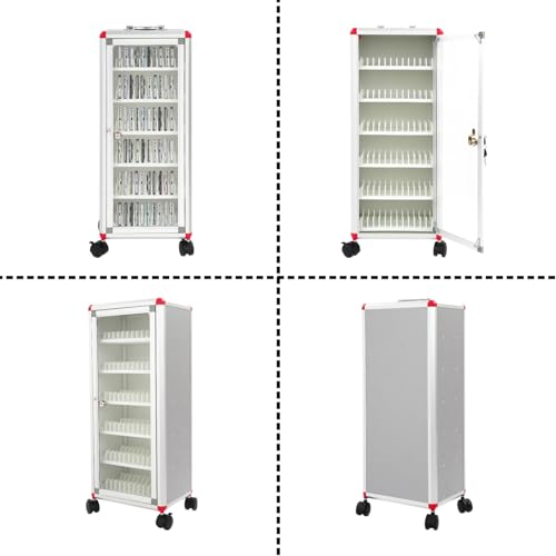 TTeralmon 72 Slots Cell Phone Locker with Wheel, Aluminum Alloy Cellphone Storage Cabinet with Wheels Mobile Phone Storage Box for Classroom Office Conference Rooms (72 Slot)