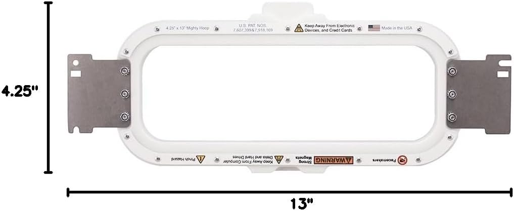 Mighty Hoop 4.25x13 Horizontal Magnetic Hoops Embroidery Hoops for BAi Commercial Embroidery Machines