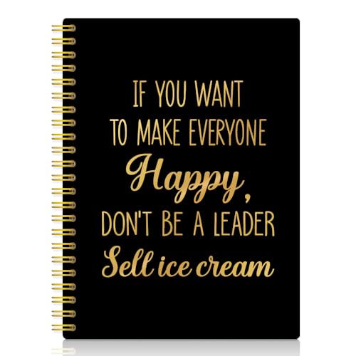 XQLZY Black Gold Spiral Notebook Office Quote Gift